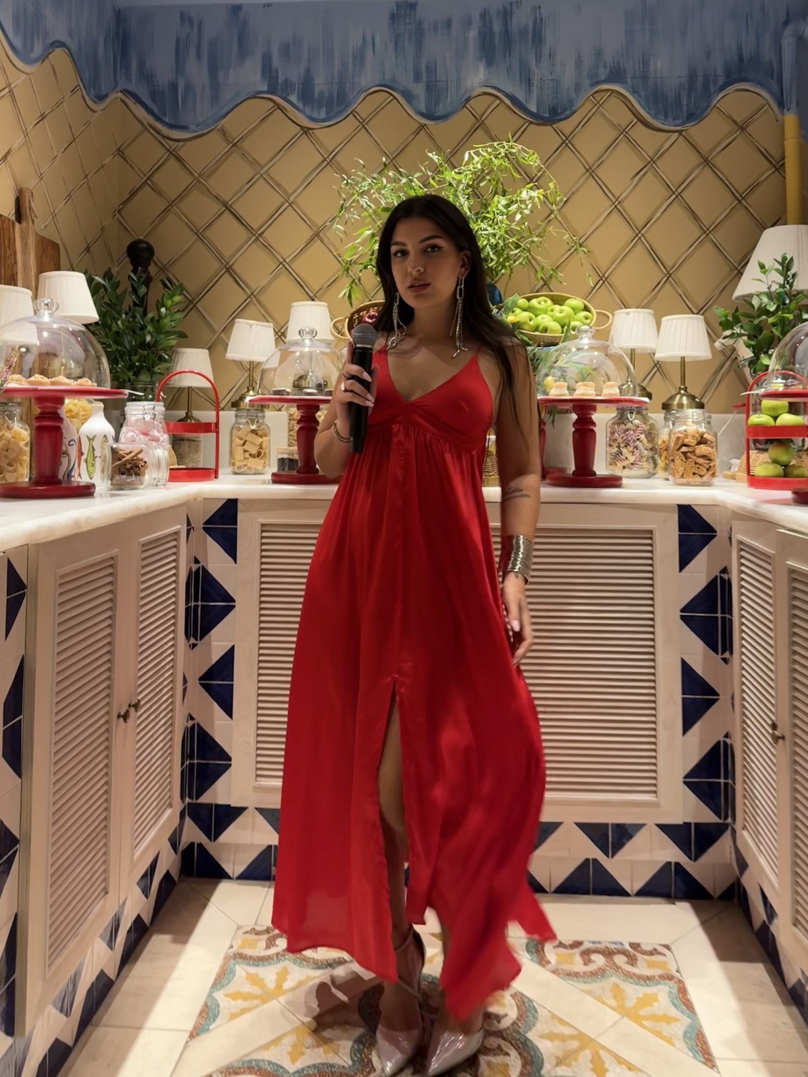 Event performance (red dress)